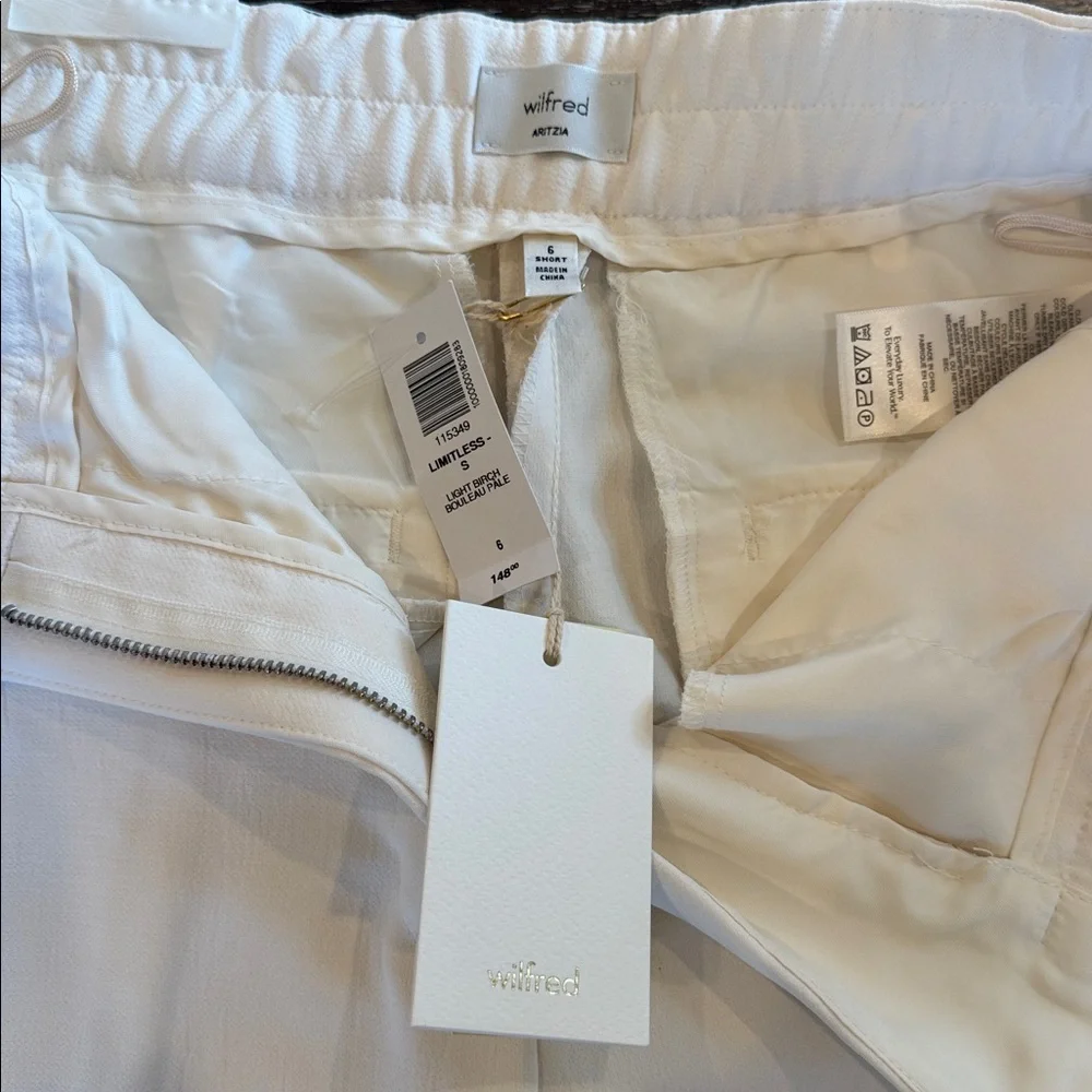 NWT Aritzia The Limitless Pant Wilfred Crepette Size 6 Short Wide Leg Cream - Picture 8 of 15
